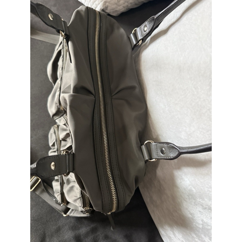 MZ Wallace Gray Nylon and Leather Bedford Jane Shoulder Bag with Zip Pouch - Picture 11 of 16